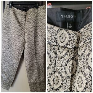 Talbots Women Pants with Black and Cream Pattern